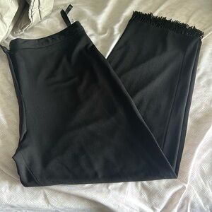 Parta Black Cropped Fringe Bottom Pants - 12